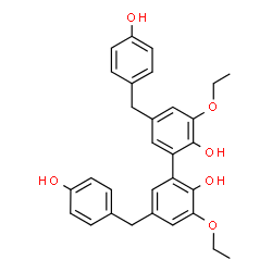 ChemSpider 2D Image | 3,3'-Diethoxy-5,5'-bis(4-hydroxybenzyl)-2,2'-biphenyldiol | C30H30O6
