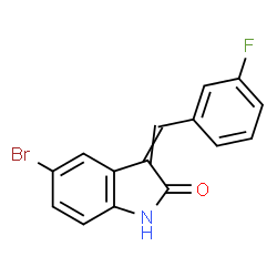 ChemSpider 2D Image | 5-Bromo-3-(3-fluorobenzylidene)-1,3-dihydro-2H-indol-2-one | C15H9BrFNO