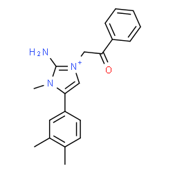 ChemSpider 2D Image | 2-Amino-5-(3,4-dimethylphenyl)-1-methyl-3-(2-oxo-2-phenylethyl)-1H-imidazol-3-ium | C20H22N3O