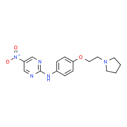 ChemSpider 2D Image | 5-Nitro-N-[4-[2-(1-pyrrolidinyl)ethoxy]phenyl]-2-pyrimidinamine | C16H19N5O3
