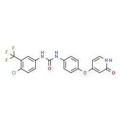 ChemSpider 2D Image | 1-(4-Chloro-3-(trifluoromethyl)phenyl)-3-(4-((2-oxo-1,2-dihydropyridin-4-yl)oxy)phenyl)urea | C19H13ClF3N3O3