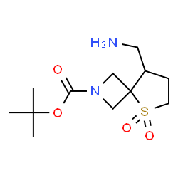 ChemSpider 2D Image | tert-butyl 8-(aminomethyl)-5-thia-2-azaspiro[3.4]octane-2-carboxylate 5,5-dioxide | C12H22N2O4S
