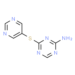 ChemSpider 2D Image | 4-(5-Pyrimidinylsulfanyl)-1,3,5-triazin-2-amine | C7H6N6S