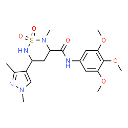 ChemSpider 2D Image | 5-(1,3-Dimethyl-1H-pyrazol-4-yl)-2-methyl-N-(3,4,5-trimethoxyphenyl)-1,2,6-thiadiazinane-3-carboxamide 1,1-dioxide | C19H27N5O6S