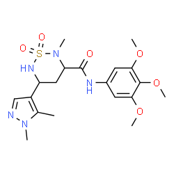 ChemSpider 2D Image | 5-(1,5-Dimethyl-1H-pyrazol-4-yl)-2-methyl-N-(3,4,5-trimethoxyphenyl)-1,2,6-thiadiazinane-3-carboxamide 1,1-dioxide | C19H27N5O6S