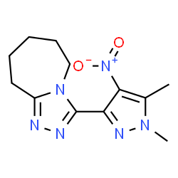 ChemSpider 2D Image | 3-(1,5-Dimethyl-4-nitro-1H-pyrazol-3-yl)-6,7,8,9-tetrahydro-5H-[1,2,4]triazolo[4,3-a]azepine | C12H16N6O2