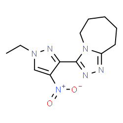 ChemSpider 2D Image | 3-(1-Ethyl-4-nitro-1H-pyrazol-3-yl)-6,7,8,9-tetrahydro-5H-[1,2,4]triazolo[4,3-a]azepine | C12H16N6O2
