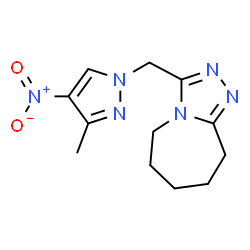 ChemSpider 2D Image | 6,7,8,9-Tetrahydro-3-[(3-methyl-4-nitro-1H-pyrazol-1-yl)methyl]-5H-1,2,4-triazolo[4,3-a]azepine | C12H16N6O2