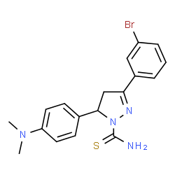 ChemSpider 2D Image | 3-(3-Bromophenyl)-5-[4-(dimethylamino)phenyl]-4,5-dihydro-1H-pyrazole-1-carbothioamide | C18H19BrN4S