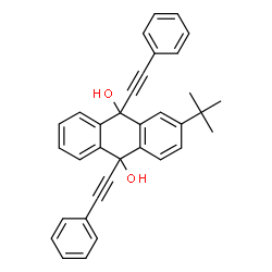 ChemSpider 2D Image | 2-(2-Methyl-2-propanyl)-9,10-bis(phenylethynyl)-9,10-dihydro-9,10-anthracenediol | C34H28O2