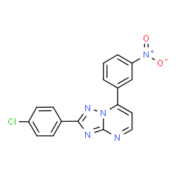 ChemSpider 2D Image | 2-(4-Chlorophenyl)-7-(3-nitrophenyl)[1,2,4]triazolo[1,5-a]pyrimidine | C17H10ClN5O2