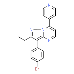 ChemSpider 2D Image | 3-(4-Bromophenyl)-2-ethyl-7-(4-pyridinyl)pyrazolo[1,5-a]pyrimidine | C19H15BrN4