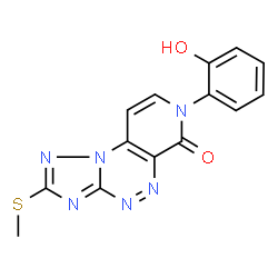 ChemSpider 2D Image | 7-(2-Hydroxyphenyl)-2-(methylsulfanyl)pyrido[4,3-e][1,2,4]triazolo[5,1-c][1,2,4]triazin-6(7H)-one | C14H10N6O2S