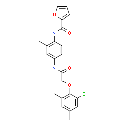 ChemSpider 2D Image | N-(4-{[(2-Chloro-4,6-dimethylphenoxy)acetyl]amino}-2-methylphenyl)-2-furamide | C22H21ClN2O4