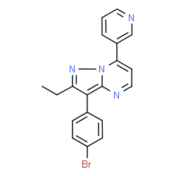 ChemSpider 2D Image | 3-(4-Bromophenyl)-2-ethyl-7-(3-pyridinyl)pyrazolo[1,5-a]pyrimidine | C19H15BrN4
