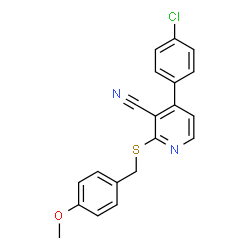 ChemSpider 2D Image | 4-(4-Chlorophenyl)-2-[(4-methoxybenzyl)sulfanyl]nicotinonitrile | C20H15ClN2OS