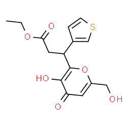ChemSpider 2D Image | Ethyl 3-[3-hydroxy-6-(hydroxymethyl)-4-oxo-4H-pyran-2-yl]-3-(3-thienyl)propanoate | C15H16O6S