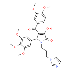 ChemSpider 2D Image | 4-(3,4-Dimethoxybenzoyl)-3-hydroxy-1-[3-(1H-imidazol-1-yl)propyl]-5-(3,4,5-trimethoxyphenyl)-1,5-dihydro-2H-pyrrol-2-one | C28H31N3O8