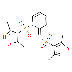 ChemSpider 2D Image | N-[(2E)-1-[(3,5-Dimethyl-1,2-oxazol-4-yl)sulfonyl]-2(1H)-pyridinylidene]-3,5-dimethyl-1,2-oxazole-4-sulfonamide | C15H16N4O6S2