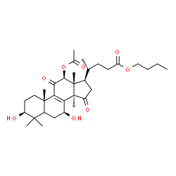 ChemSpider 2D Image | Butyl (3beta,7beta,12beta)-12-acetoxy-3,7-dihydroxy-4,4,14-trimethyl-11,15-dioxochol-8-en-24-oate | C33H50O8