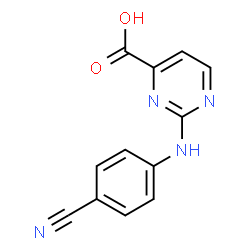 ChemSpider 2D Image | 2-[(4-Cyanophenyl)amino]-4-pyrimidinecarboxylic acid | C12H8N4O2