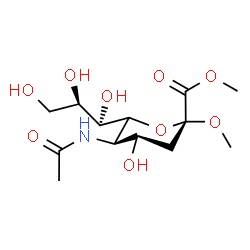 ChemSpider 2D Image | Dimethyl (6R)-5-acetamido-3,5-dideoxy-6-[(1R,2R)-1,2,3-trihydroxypropyl]-beta-L-threo-hex-2-ulopyranosidonate | C13H23NO9