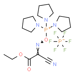 ChemSpider 2D Image | {[(E)-(1-Cyano-2-ethoxy-2-oxoethylidene)amino]oxy}(tri-1-pyrrolidinyl)phosphonium hexafluorophosphate | C17H29F6N5O3P2
