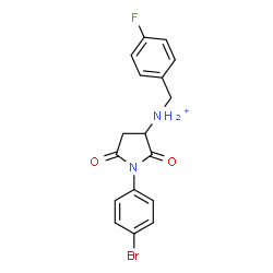 ChemSpider 2D Image | 1-(4-Bromophenyl)-N-(4-fluorobenzyl)-2,5-dioxo-3-pyrrolidinaminium | C17H15BrFN2O2