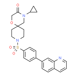 ChemSpider 2D Image | 4-Cyclopropyl-9-{[4-(7-quinolinyl)phenyl]sulfonyl}-1-oxa-4,9-diazaspiro[5.5]undecan-3-one | C26H27N3O4S