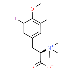 ChemSpider 2D Image | (2R)-3-(3,5-Diiodo-4-methoxyphenyl)-2-(trimethylammonio)propanoate | C13H17I2NO3