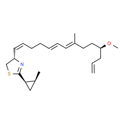 ChemSpider 2D Image | (4S)-4-[(1Z,5E,7E,11R)-11-Methoxy-8-methyl-1,5,7,13-tetradecatetraen-1-yl]-2-[(1R,2S)-2-methylcyclopropyl]-4,5-dihydro-1,3-thiazole | C23H35NOS