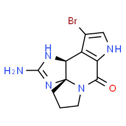 ChemSpider 2D Image | (3aS,11bS)-2-Amino-11-bromo-5,6,9,11b-tetrahydro-4H-imidazo[4,5-h]pyrrolo[2,3-f]indolizin-8(1H)-one | C11H12BrN5O