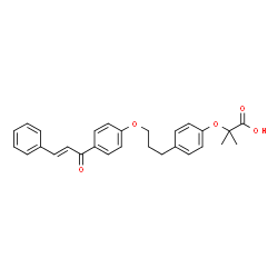 ChemSpider 2D Image | 2-Methyl-2-[4-(3-{4-[(2E)-3-phenyl-2-propenoyl]phenoxy}propyl)phenoxy]propanoic acid | C28H28O5