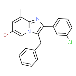 ChemSpider 2D Image | 3-Benzyl-6-bromo-2-(3-chlorophenyl)-8-methylimidazo[1,2-a]pyridine | C21H16BrClN2
