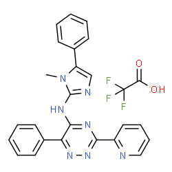 ChemSpider 2D Image | N-(1-Methyl-5-phenyl-1H-imidazol-2-yl)-6-phenyl-3-(2-pyridinyl)-1,2,4-triazin-5-amine trifluoroacetate (1:1) | C26H20F3N7O2