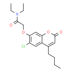 ChemSpider 2D Image | 2-[(4-Butyl-6-chloro-2-oxo-2H-chromen-7-yl)oxy]-N,N-diethylacetamide | C19H24ClNO4