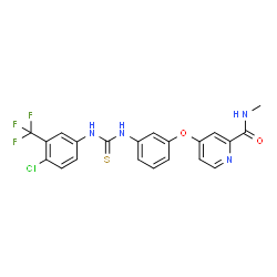 ChemSpider 2D Image | 4-[3-({[4-Chloro-3-(trifluoromethyl)phenyl]carbamothioyl}amino)phenoxy]-N-methyl-2-pyridinecarboxamide | C21H16ClF3N4O2S