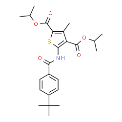 ChemSpider 2D Image | Diisopropyl 5-[(4-tert-butylbenzoyl)amino]-3-methylthiophene-2,4-dicarboxylate | C24H31NO5S