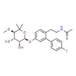 ChemSpider 2D Image | N-[2-(5-{[(2R,3R,4S,5R)-3,4-Dihydroxy-5-methoxy-6,6-dimethyltetrahydro-2H-pyran-2-yl]oxy}-4'-fluoro-2-biphenylyl)ethyl]acetamide | C24H30FNO6
