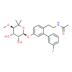 ChemSpider 2D Image | N-[2-(5-{[(2R,3R,4S,5R)-3,4-Dihydroxy-5-methoxy-6,6-dimethyltetrahydro-2H-pyran-2-yl]oxy}-3'-fluoro-2-biphenylyl)ethyl]acetamide | C24H30FNO6