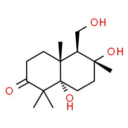 ChemSpider 2D Image | (4aR,5S,6R,8aS)-6,8a-Dihydroxy-5-(hydroxymethyl)-1,1,4a,6-tetramethyloctahydro-2(1H)-naphthalenone | C15H26O4