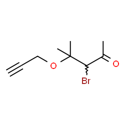 ChemSpider 2D Image | 3-Bromo-4-methyl-4-(2-propyn-1-yloxy)-2-pentanone | C9H13BrO2
