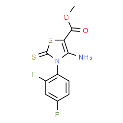 ChemSpider 2D Image | Methyl 4-amino-3-(2,4-difluorophenyl)-2-thioxo-2,3-dihydro-1,3-thiazole-5-carboxylate | C11H8F2N2O2S2
