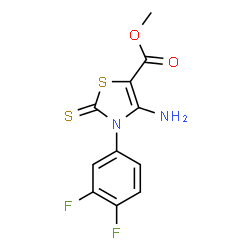ChemSpider 2D Image | Methyl 4-amino-3-(3,4-difluorophenyl)-2-thioxo-2,3-dihydro-1,3-thiazole-5-carboxylate | C11H8F2N2O2S2