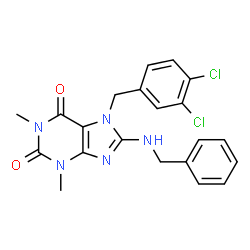 ChemSpider 2D Image | 8-(Benzylamino)-7-(3,4-dichlorobenzyl)-1,3-dimethyl-3,7-dihydro-1H-purine-2,6-dione | C21H19Cl2N5O2
