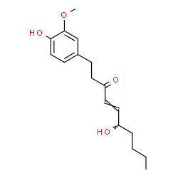 ChemSpider 2D Image | 6-Hydroxy-1-(4-hydroxy-3-methoxyphenyl)-4-decen-3-one | C17H24O4