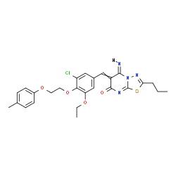 ChemSpider 2D Image | (5E)-6-{3-Chloro-5-ethoxy-4-[2-(4-methylphenoxy)ethoxy]benzylidene}-5-imino-2-propyl-5,6-dihydro-7H-[1,3,4]thiadiazolo[3,2-a]pyrimidin-7-one | C26H27ClN4O4S