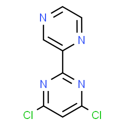 ChemSpider 2D Image | 4,6-Dichloro-2-(2-pyrazinyl)pyrimidine | C8H4Cl2N4