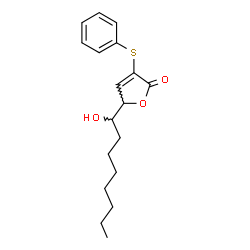 ChemSpider 2D Image | 5-(1-Hydroxyoctyl)-3-(phenylsulfanyl)-2(5H)-furanone | C18H24O3S
