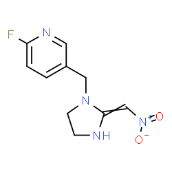 ChemSpider 2D Image | 2-Fluoro-5-{[2-(nitromethylene)-1-imidazolidinyl]methyl}pyridine | C10H11FN4O2